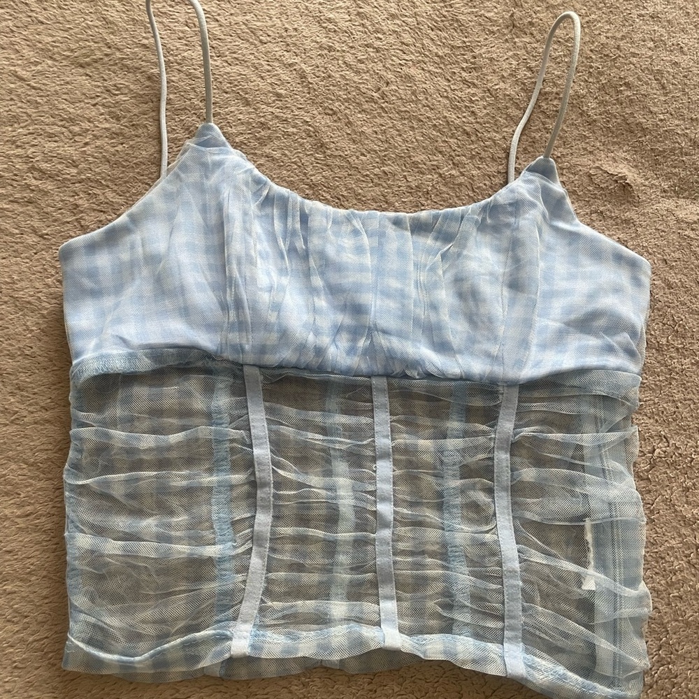 Elegant Sheer Blue Camisole Top